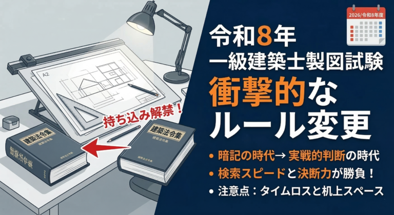 令和8年「一級建築士製図試験」の衝撃的なルール変更│建築基準法は 