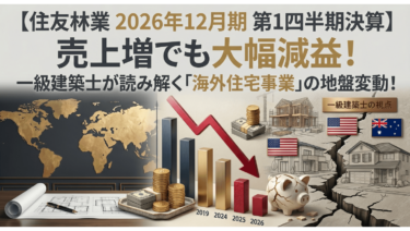【住友林業 2026年12月期 第1四半期決算】売上増でも大幅減益！一級建築士が読み解く「海外住宅事業」の地盤変動！
