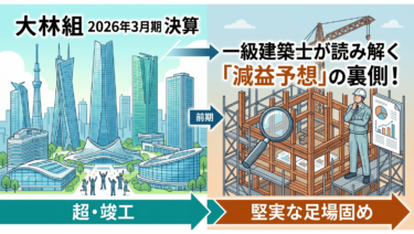 【大林組 2026年3月期 決算】前期の「超・竣工」から次期の「堅実な足場固め」へ！一級建築士が読み解く「減益予想」の裏側！