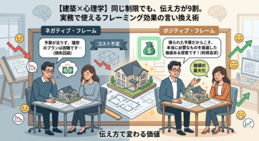 【建築×心理学】同じ制限でも、伝え方が9割。実務で使えるフレーミング効果の言い換え術